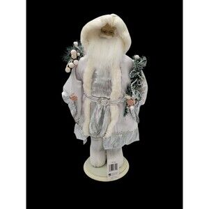18 Inch Standing Silver & White‎ Santa Claus Christmas Figurine Holiday Place